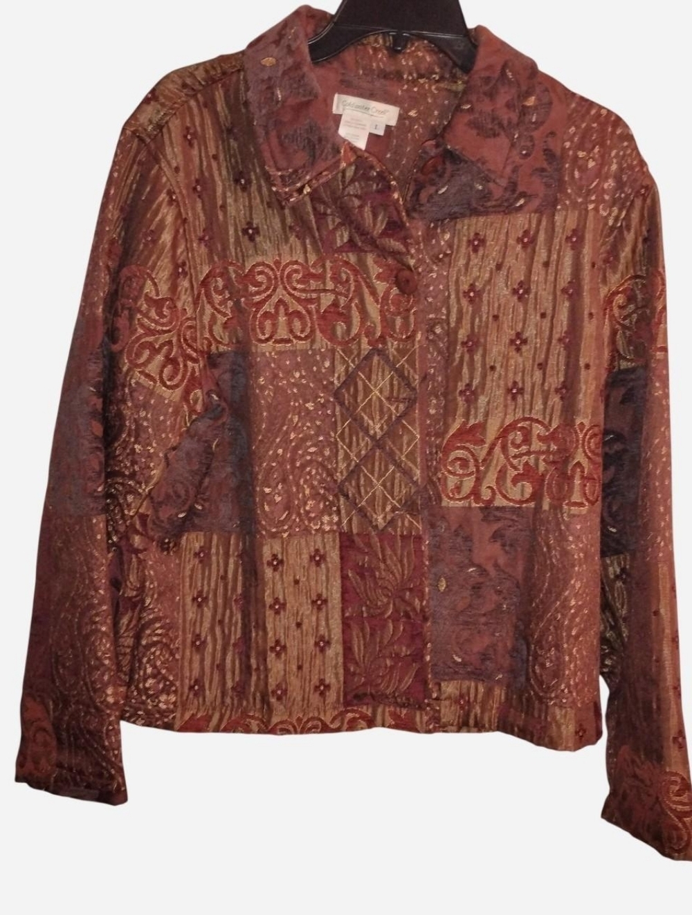 Coldwater Creek Vintage Tapestry Patchwork Jacket | Size Large | Boho Earth Tone